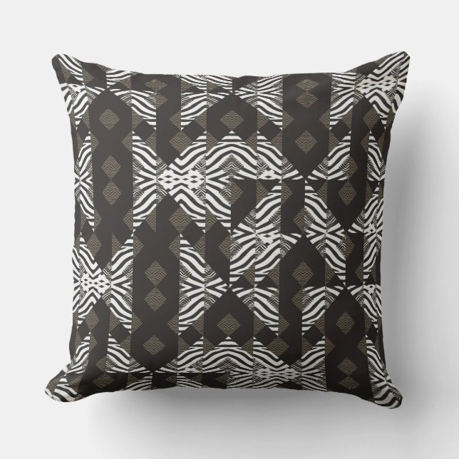 Choklad, vit geometrisk design, fyllning kudde (Framsida)