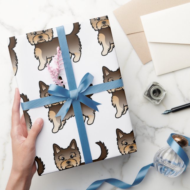Choklad Yorkshire Terrier Söt Hundmönster Presentpapper (Gifting)