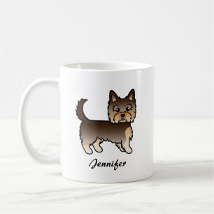 Choklad Yorkshire Terrier Tecknad Hund & Namn Kaffemugg