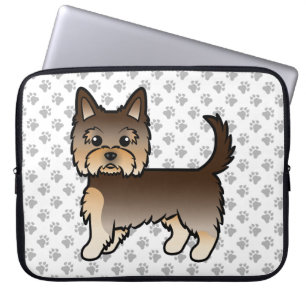 Choklad Yorkshire Terrier Tecknad Hund & Tassar Laptop Fodral