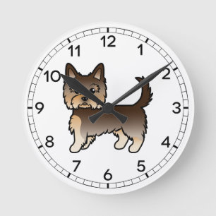 Choklad Yorkshire Terrier Yorkie Tecknad Hund Rund Klocka