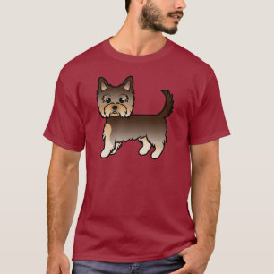 Choklad Yorkshire Terrier Yorkie Tecknad Hund T Shirt