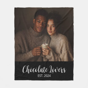 Chokladälskande Par Establierad Foto Present Fleecefilt