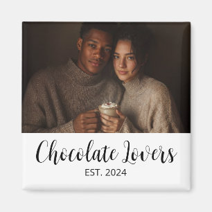 Chokladälskande Par Establierad Fotopresent Magnet