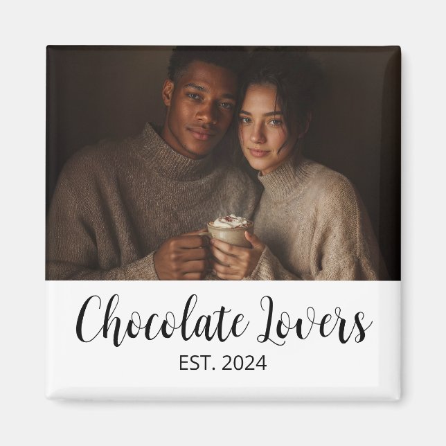 Chokladälskande Par Establierad Fotopresent Magnet (Framsidan)