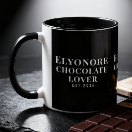 Chokladälskare Vit Skript Personligt Namn Est Mugg