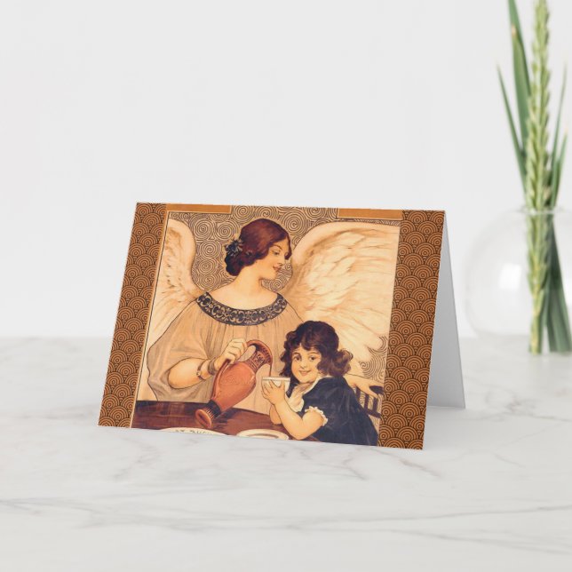 Chokladängel Fransk Antik Helgkort (Framsida)