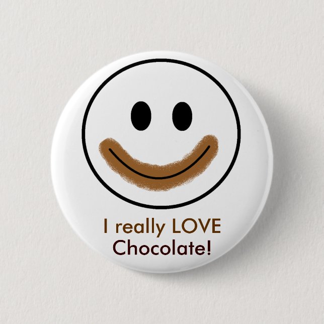 Chokladansikte "ÄLSKAR jag egentligen choklad! ", Knapp (Framsida)