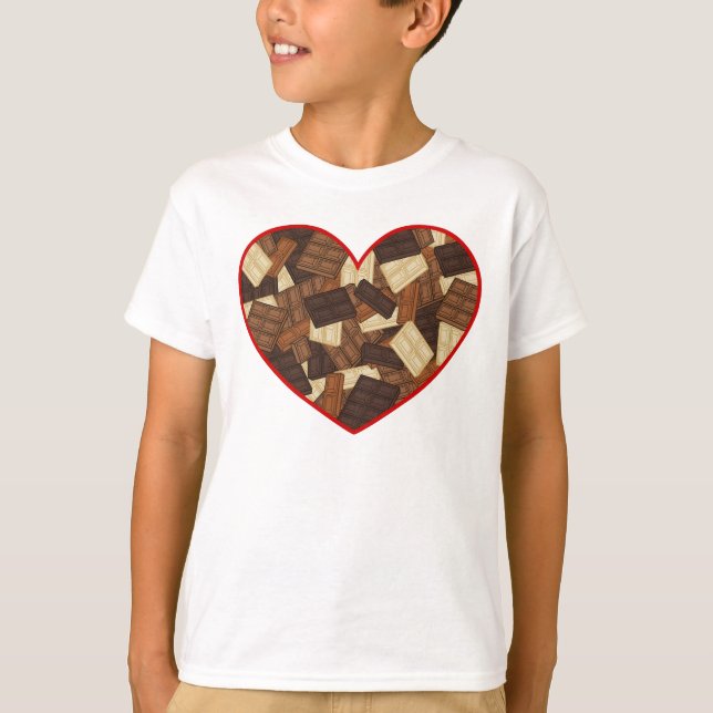 Chokladbarer Hjärtformad Design T Shirt (Framsida)