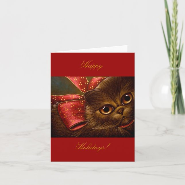 CHOKLADBROWN PERSISK KATT - JULKORT HELGKORT (Framsida)