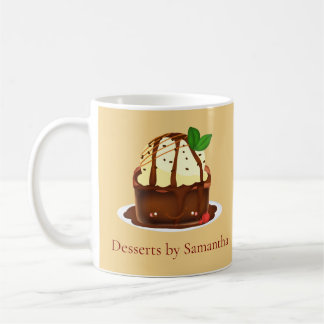 Chokladbrownie med vaniljglass kaffemugg