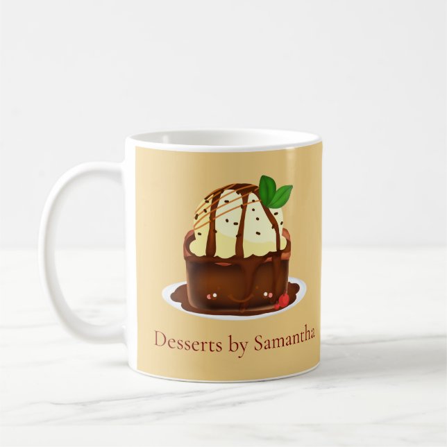 Chokladbrownie med vaniljglass kaffemugg (Vänster)