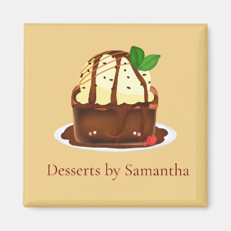 Chokladbrownie med vaniljglass magnet