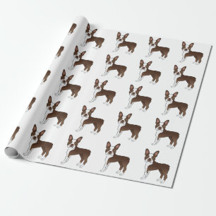 Chokladbrun Boston Terrier Serietecknad Hundmönste Presentpapper