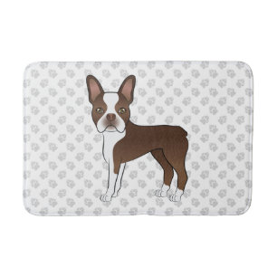 Chokladbrun Boston Terrier Tecknad Hund & Tassar Badrumsmatta