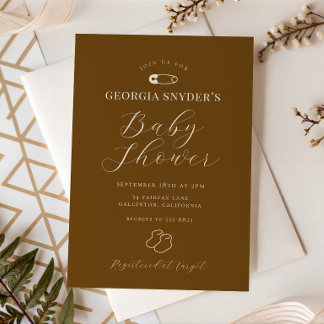 Chokladbrun Chic Baby Shower-inbjudan Inbjudningar