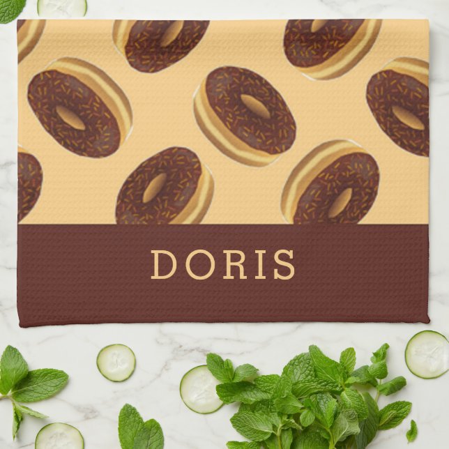 Chokladbrun duk mönster kökshandduk (Vikta)