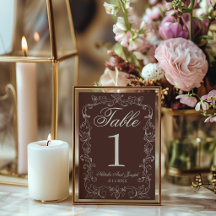 Chokladbrun gammal peng wedding bordskort