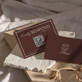 Chokladbrun gammaldags retro QR-kod bröllop OSA Kort