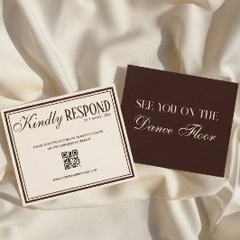 Chokladbrun Kräm Old Money QR-kod Bröllop OSA Kort