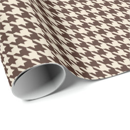 Chokladbrun och krämfärgad houndstooth klassiker presentpapper