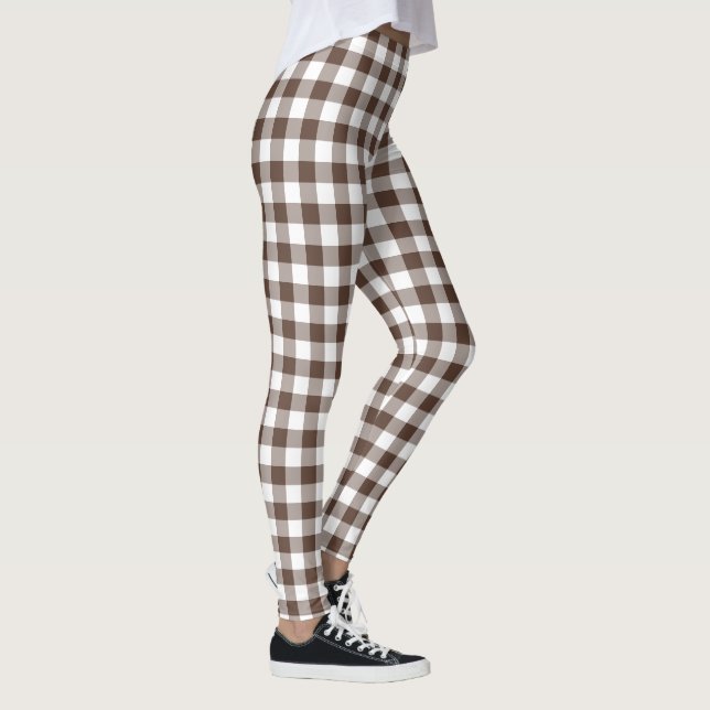 Chokladbrun Plaid Gingham Leggings (Höger)