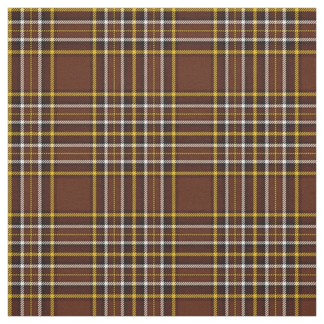 Chokladbrun plaid, med guld/vit/svart rand tyg (Provkarta)