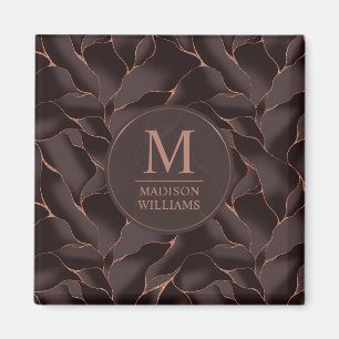 Chokladbrun & Roséguld Abstrakt Våg Mönster Magnet