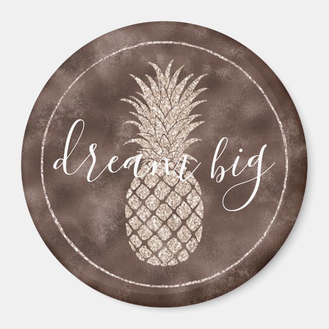Chokladbrun rosenglitterananas  magnet (Framsidan)