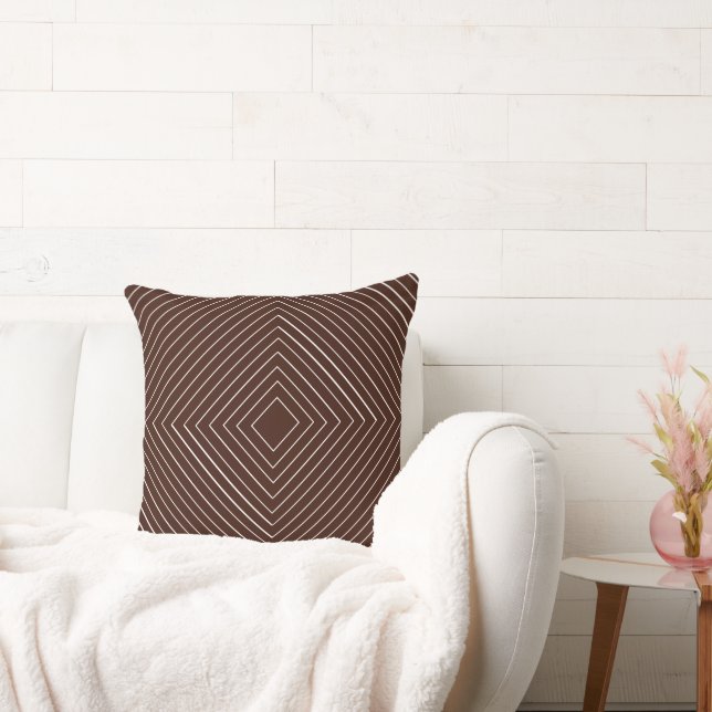 Chokladbrun Thin White Squares Tribal Kudde (Soffa)