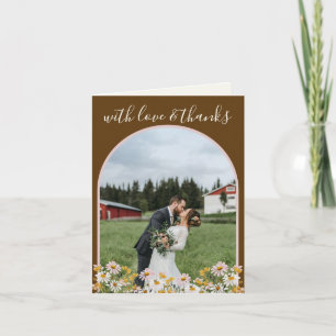 Chokladbrun Whimsical Wildflower Bröllopsfoto Tack Kort