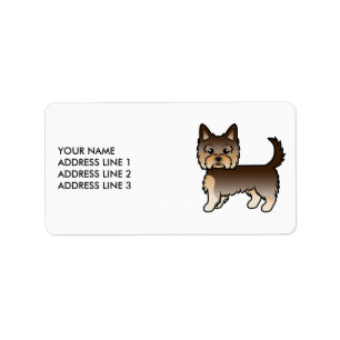 Chokladbrun Yorkshire Terrier Hund & Anpassad Text Adressetikett