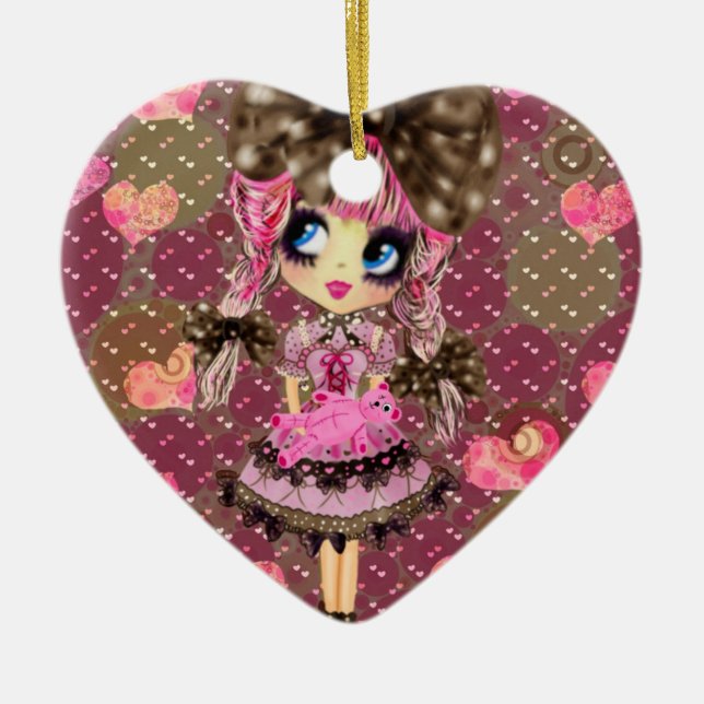 Chokladbubblor Kawaii Sweet Lolita PinkyP Julgransprydnad Keramik (Framsidan)
