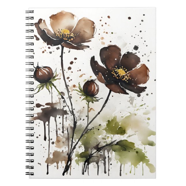Chokladcosmos - Akvarellblommor Anteckningsbok (Framsidan)