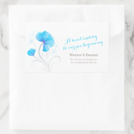 Chokladfavörer för vattenfärgen blåa blommor bröll rektangulärt klistermärke