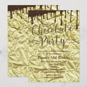 Chokladfest Guld Falsk Folieomslag Inbjudningar