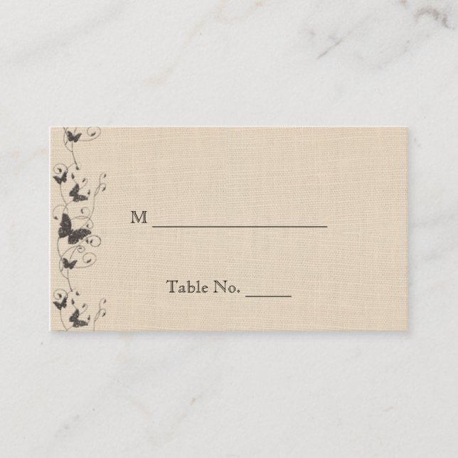 Chokladfjärilar på Ecru Bröllop-ortkort Placeringskort (Framsida)