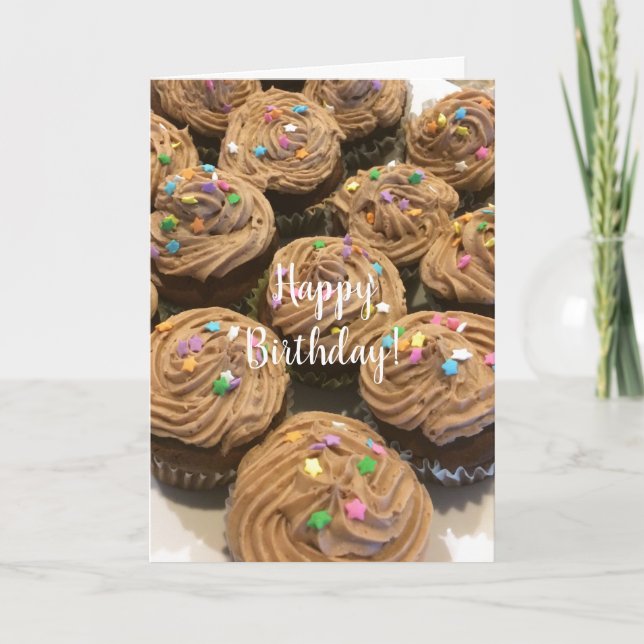 Chokladfödelsedagscupcakes Kort (Framsida)
