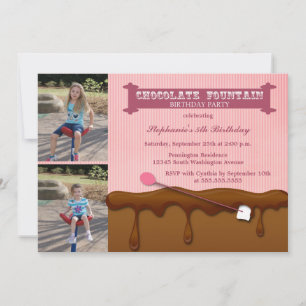 Chokladfontän tjejernas födelsedagsfest inbjudan