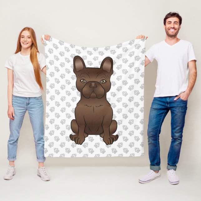 Chokladfransk Bulldog / Frenchie Hund & Tassar Fleecefilt (På plats)