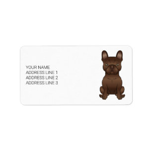 Chokladfransk Bulldog / Frenchie Hund & Text Adressetikett
