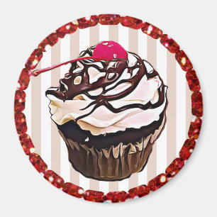 Chokladfrost med Cherry Cupkaka Top Magnet