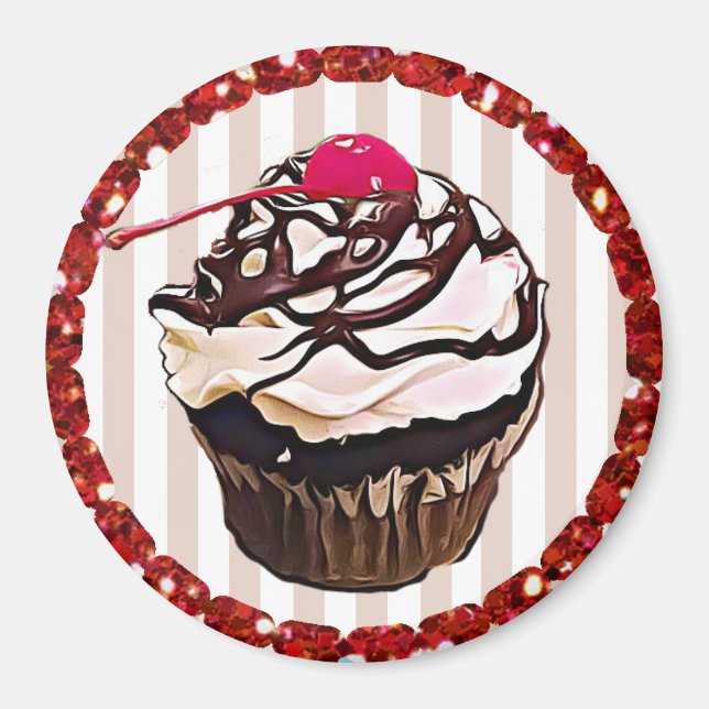Chokladfrost med Cherry Cupkaka Top Magnet (Framsidan)
