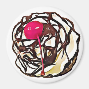 Chokladfrost med Cherry Cupkaka Top Magnet