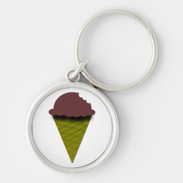 Chokladglass Keychain Rund Silverfärgad Nyckelring (Framsidan)