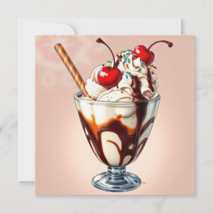 Chokladglass Sundae med Strössel Blank Kort