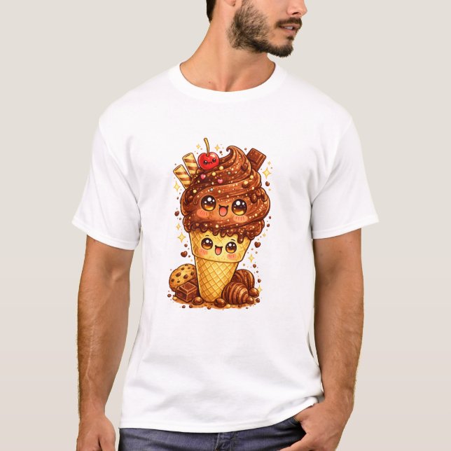 Chokladglasskon Kawaii T-Shirt (Framsida)