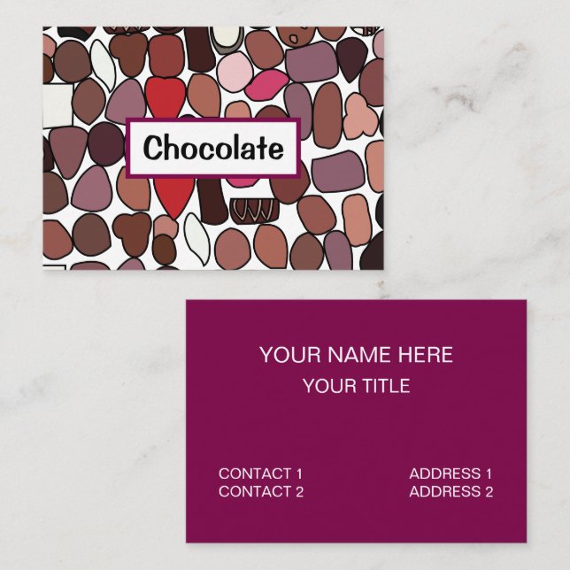 Chokladgodis konfektyr  visitkort (Fram/baksida)