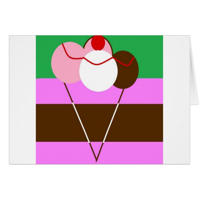chokladgrädde-jordgubbsbär glass hälsningskort (Framsidan Horizontal)