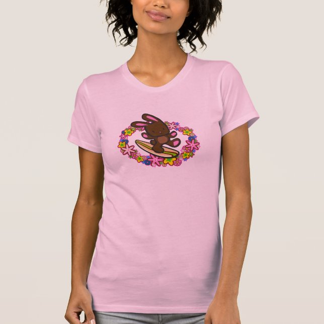 Chokladhawaiibo som surfar kanintecknadrosor t-shirt (Framsida)